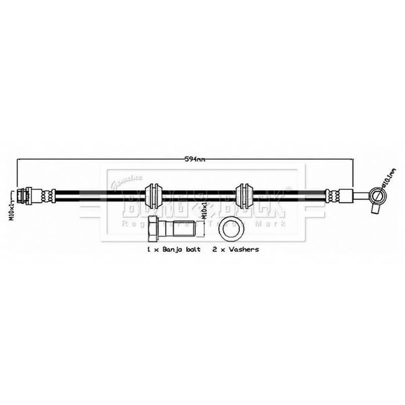 Borg & Beck Brake Hydraulic Hose Line Rear Le BBH8735