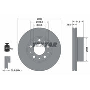 Textar 2 x Vented Front Brake Discs 92286103