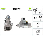 Valeo Starter Motor 24V 5kW 12 Teeth 438278