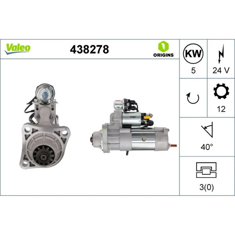 Valeo Starter Motor 24V 5kW 12 Teeth 438278