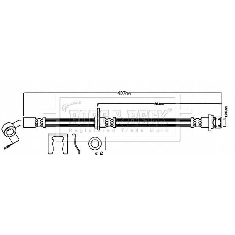 Borg & Beck Brake Hydraulic Hose Line Rear Left BBH7989