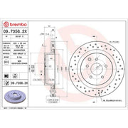 Brembo Xtra 2 x Perforated/Vented Rear Brake Discs 09.7356.2X