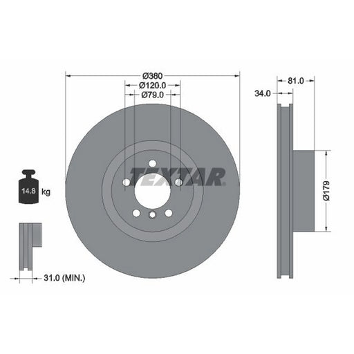 Textar 2 x Front Brake Discs 92233905