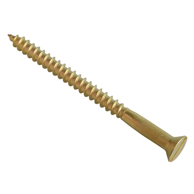 ForgeFix Wood Screw Slotted CSK Brass 2in x 12 ForgePack 4 - FPCSK312BR
