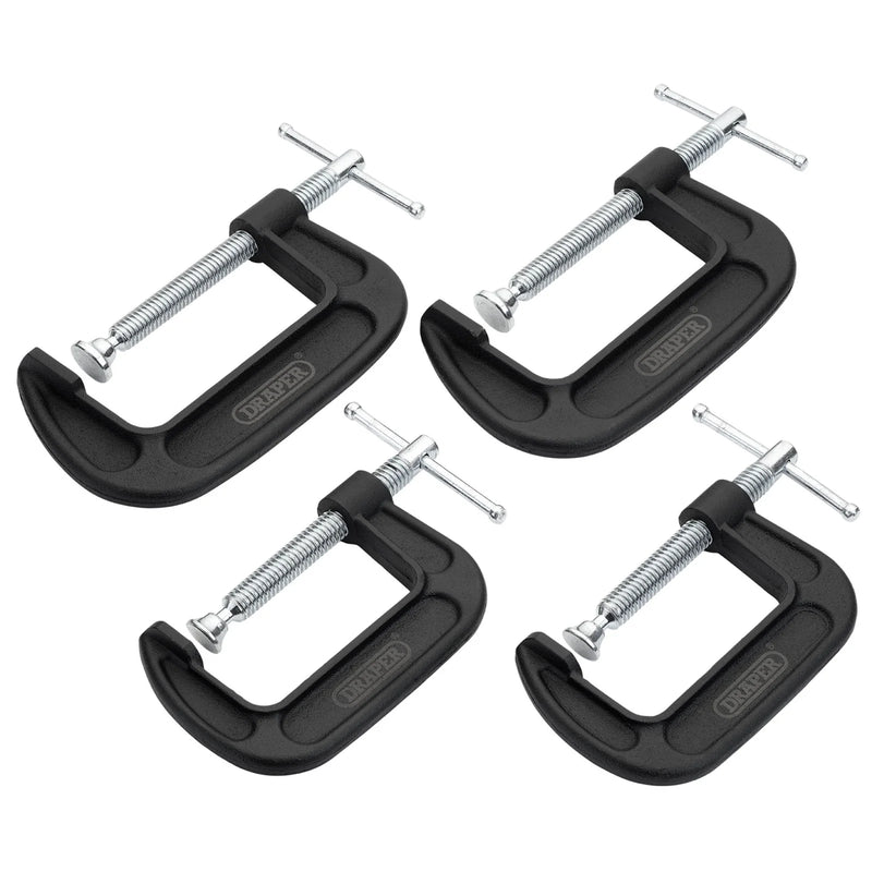 Draper G-Clamp Set 4 Piece Heavy Duty Malleable Cast Iron