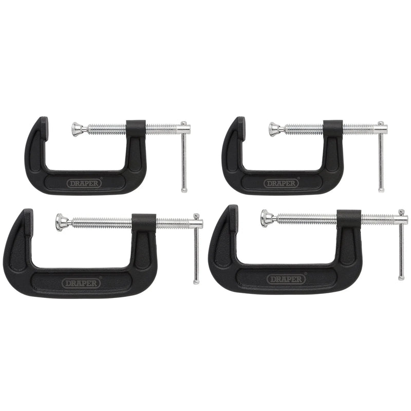 Draper G-Clamp Set 4 Piece Heavy Duty Malleable Cast Iron