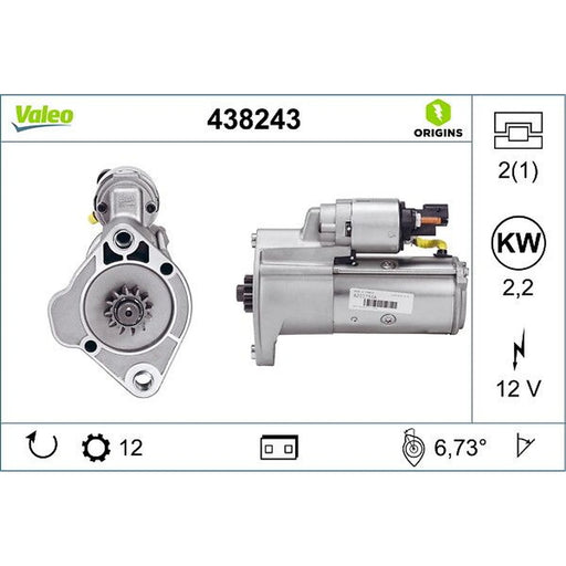 Valeo Starter Motor 12V 2.2kW 12 Teeth 438243