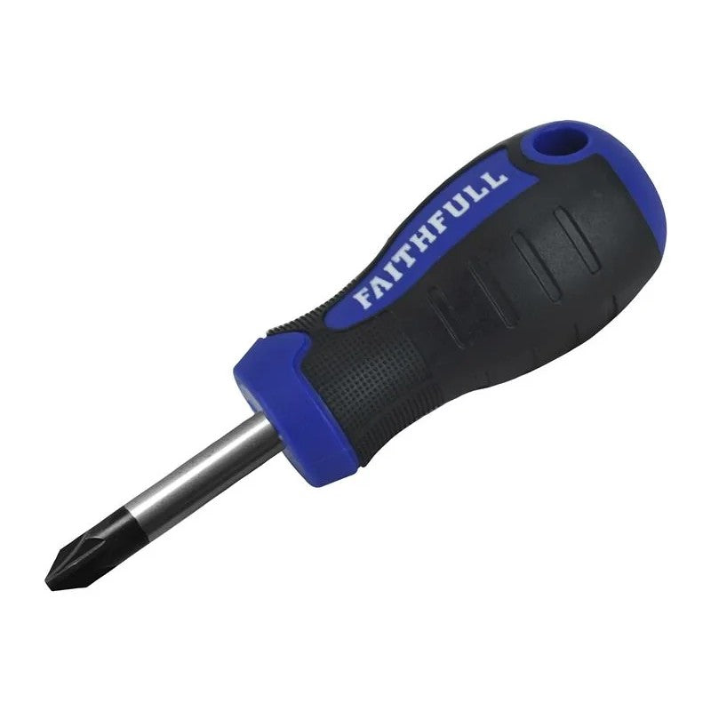 Faithfull Soft Grip Stubby Screwdriver Pozidriv Tip PZ2 x 38mm - FAISDPZ2S
