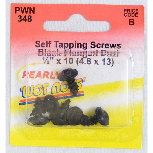 Wot-Nots Screw Self Tap Flanged - 1/2in. x 10 Black - Pack of 6 Pearl Automotive  - Town Parts