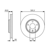 Bosch 2 x Vented Brake Discs 0 986 479 R93