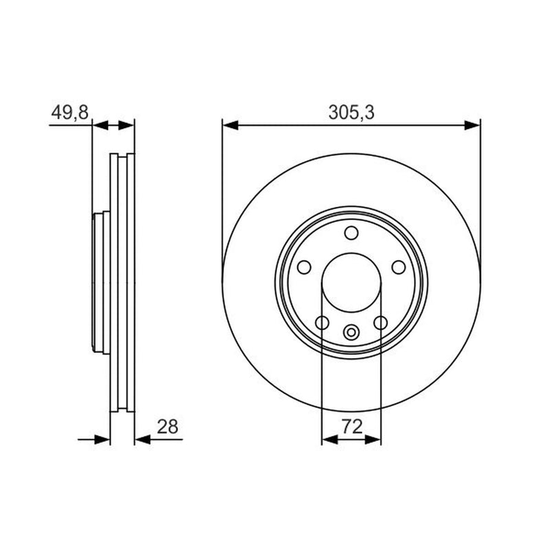Bosch 2 x Vented Brake Discs 0 986 479 R93