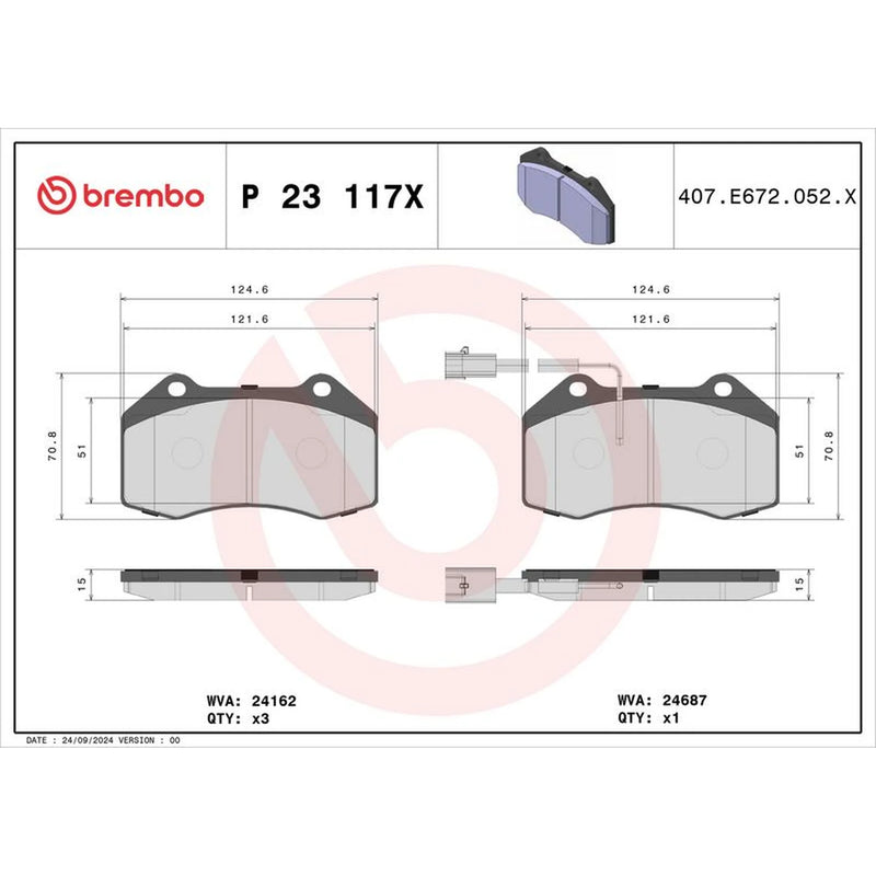 Brembo 4 x Front Brake Pad Set P23117X