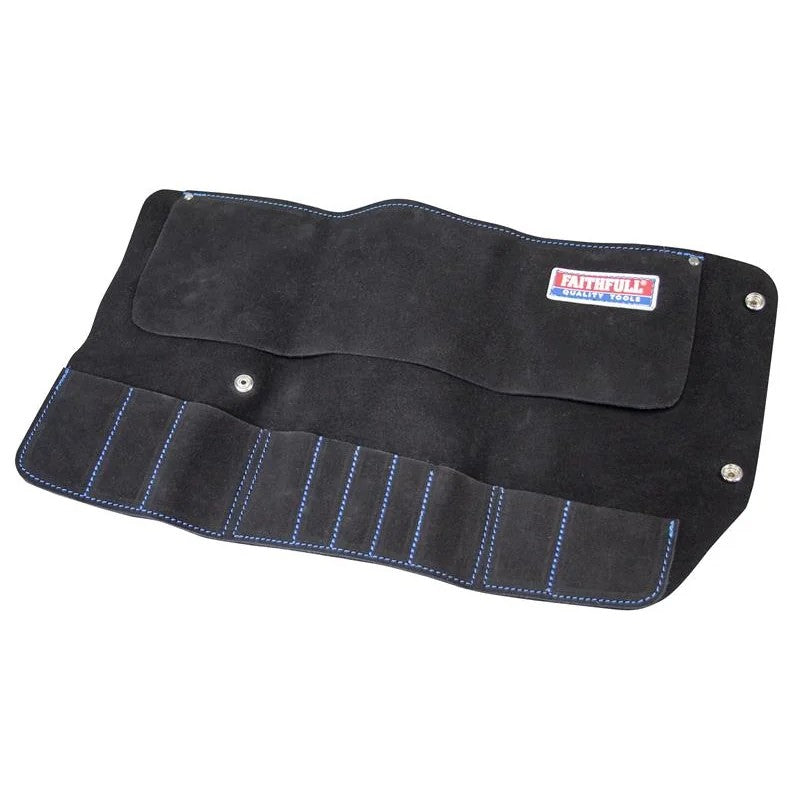 Faithfull 10 Pocket Leather Tool Roll - FAILTR10B