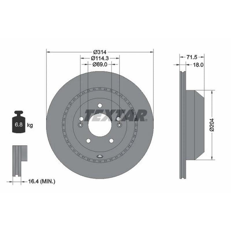 Textar 2 x Rear Brake Discs 92300803