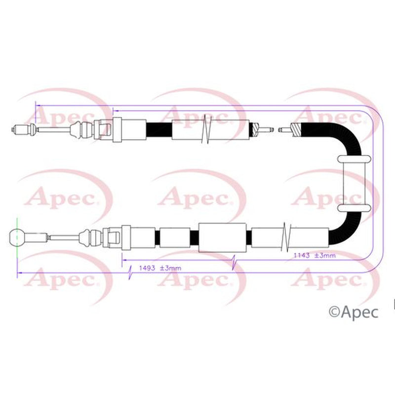 Apec Handbrake Cable Left Rear CAB1755