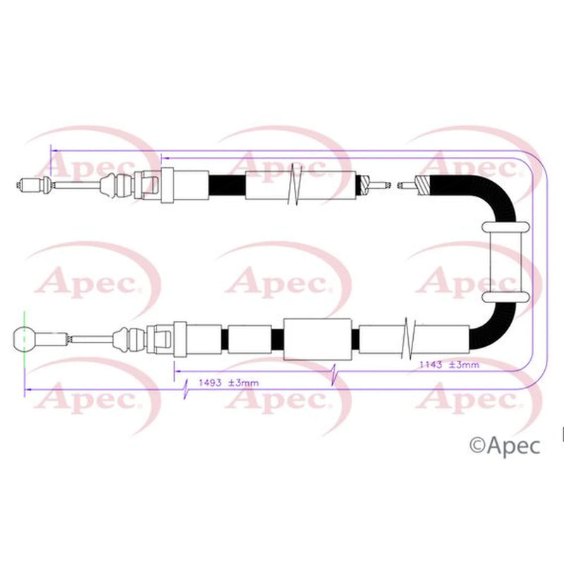 Apec Handbrake Cable Left Rear CAB1755