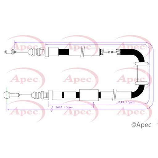Apec Handbrake Cable Left Rear CAB1755