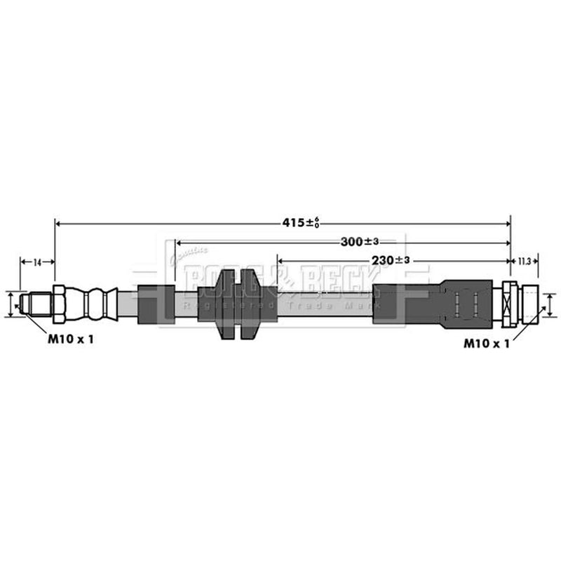 Borg & Beck Brake Hydraulic Hose Line Rear Left BBH7376