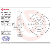 Brembo 2 x Solid Rear Brake Discs 08.C425.11