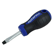 Faithfull Soft Grip Stubby Screwdriver Flared Slotted Tip 6.5 x 38mm - FAISDFS