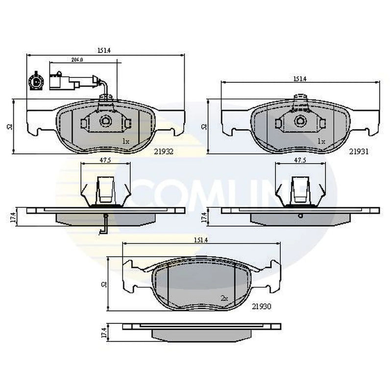 Comline 4 x Front Brake Pad Set CBP1479