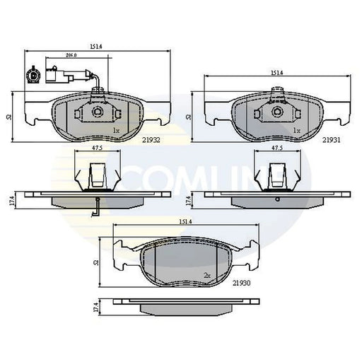 Comline 4 x Front Brake Pad Set CBP1479