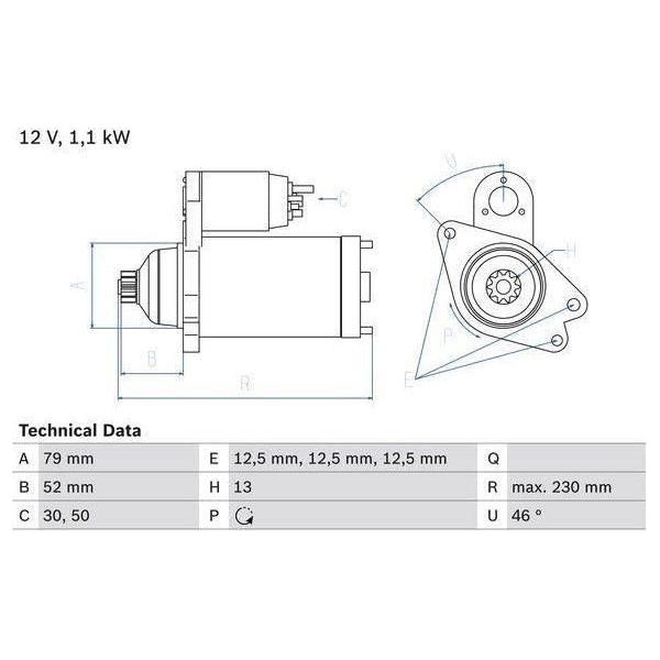 Bosch Reman Starter Motor 2613 0986026130 Bosch  - Town Parts