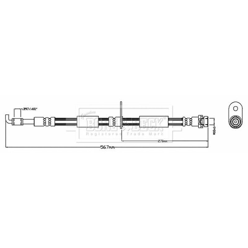 Borg & Beck Brake Hydraulic Hose Line Rear Left BBH8721