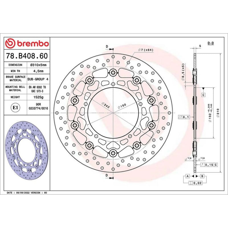Brembo 2 x Floating Front Brake Disc Brake Discs 78B40860