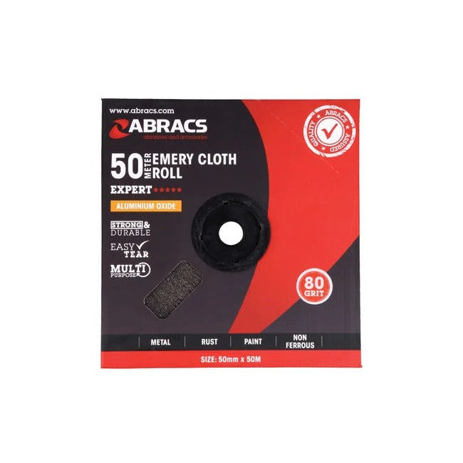 Abracs Emery Roll x 50m x P80 1pc 25-50mm