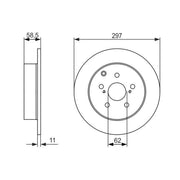 Bosch 2 x Solid Rear Brake Discs 0 986 479 574