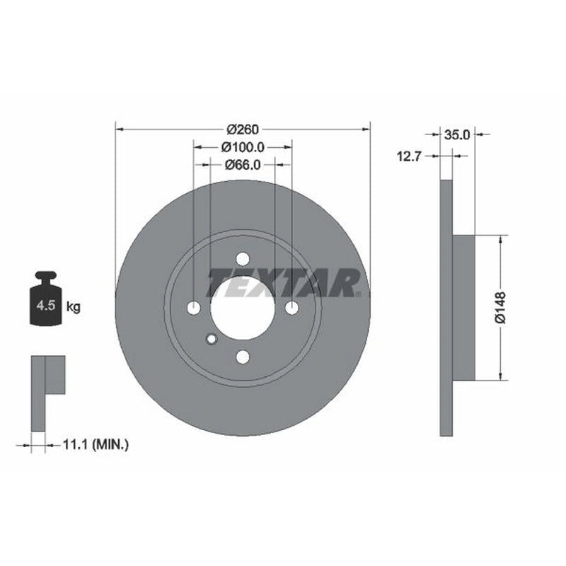 Textar 2 x Solid Front Brake Discs 92026400
