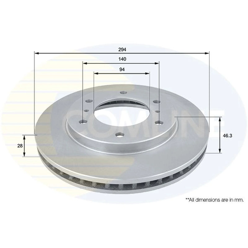 Comline 2 x Internally Vented Front Brake Discs ADC0378V