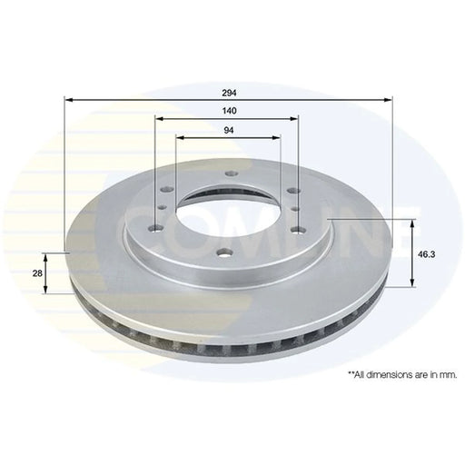 Comline 2 x Internally Vented Front Brake Discs ADC0378V