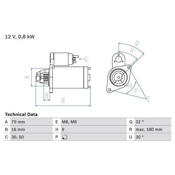 Bosch Reman Starter Motor 2215 0986022151 Bosch  - Town Parts