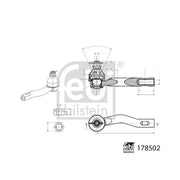 Febi Steering Tie Rod End Ball Joint Front Right 178502