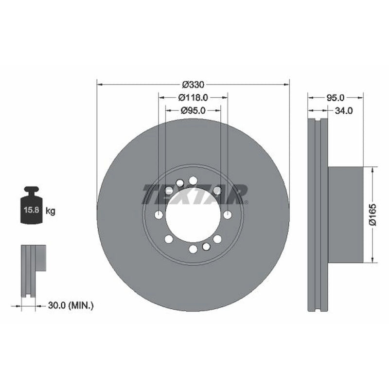 Textar 2 x Internally Vented Front Brake Discs 93276200
