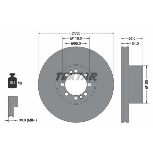 Textar 2 x Internally Vented Front Brake Discs 93276200