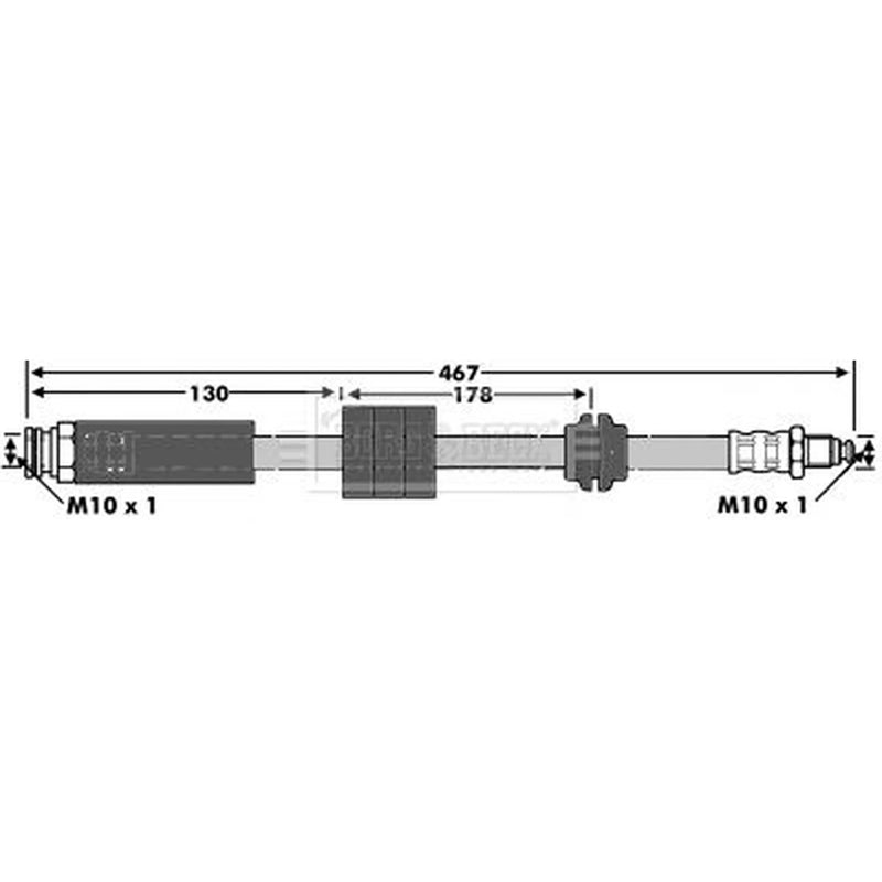 Borg & Beck Brake Hydraulic Hose Line Front Left BBH6097