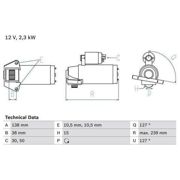 Bosch Reman Starter Motor 2595 0986025950 Bosch  - Town Parts