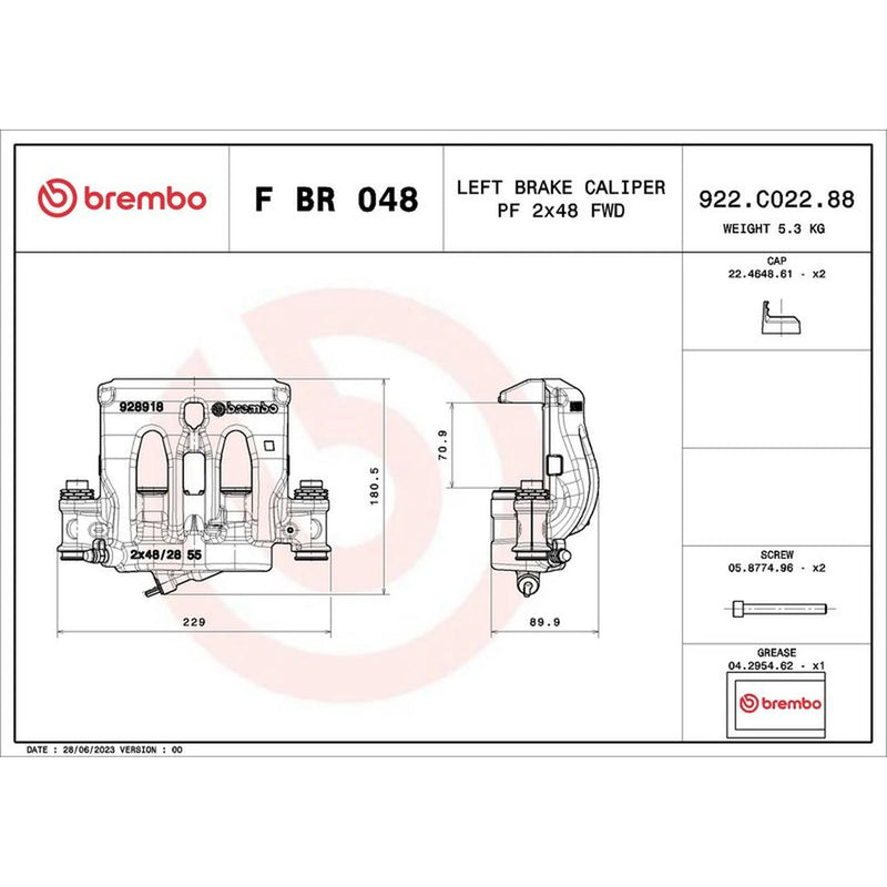 Brembo Brake Caliper Assembly Front Left FBR048