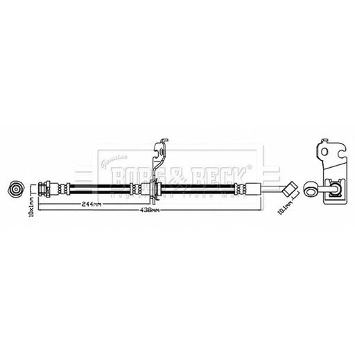Borg & Beck Brake Hydraulic Hose Line Rear Right BBH7472