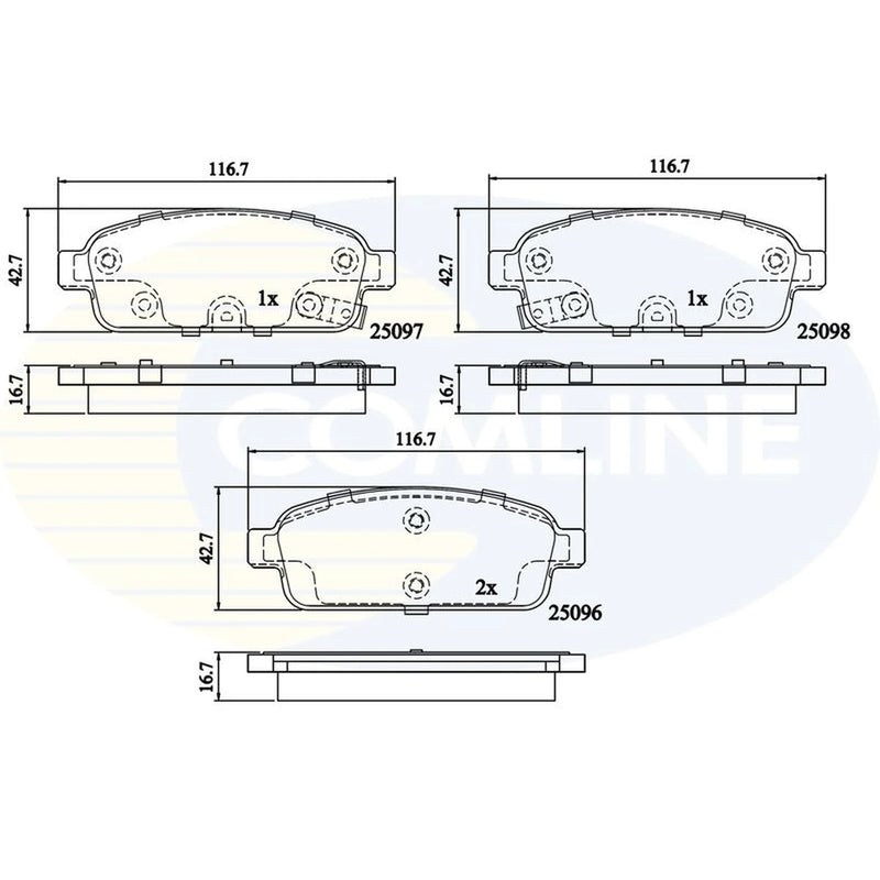 Comline 4 x Rear Brake Pad Set CBP32024