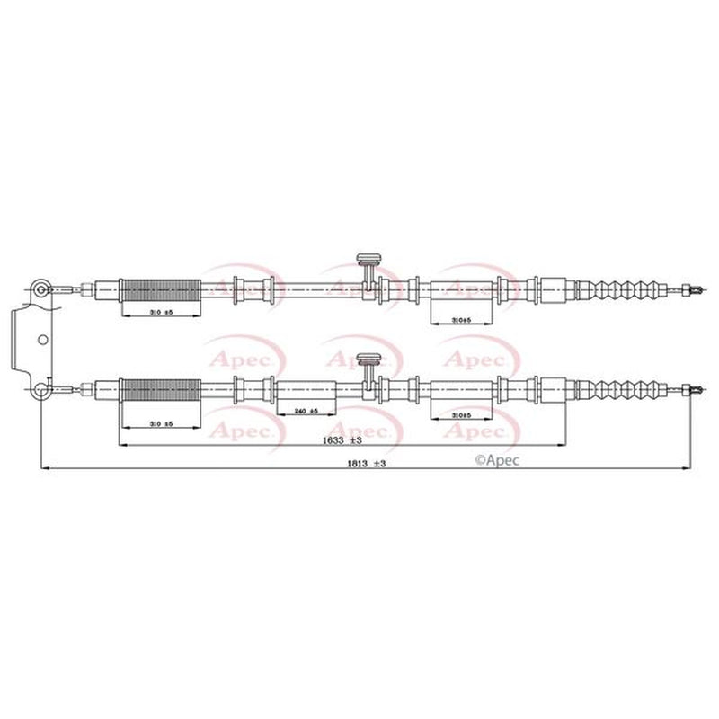 Apec Handbrake Cable Left Rear CAB1095