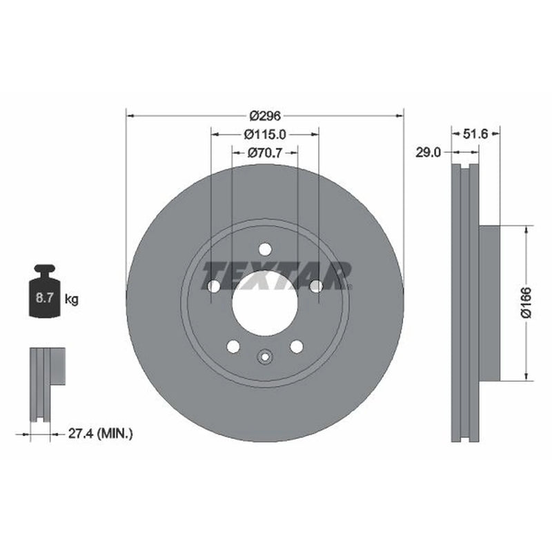 Textar 2 x Front Brake Discs 92165405