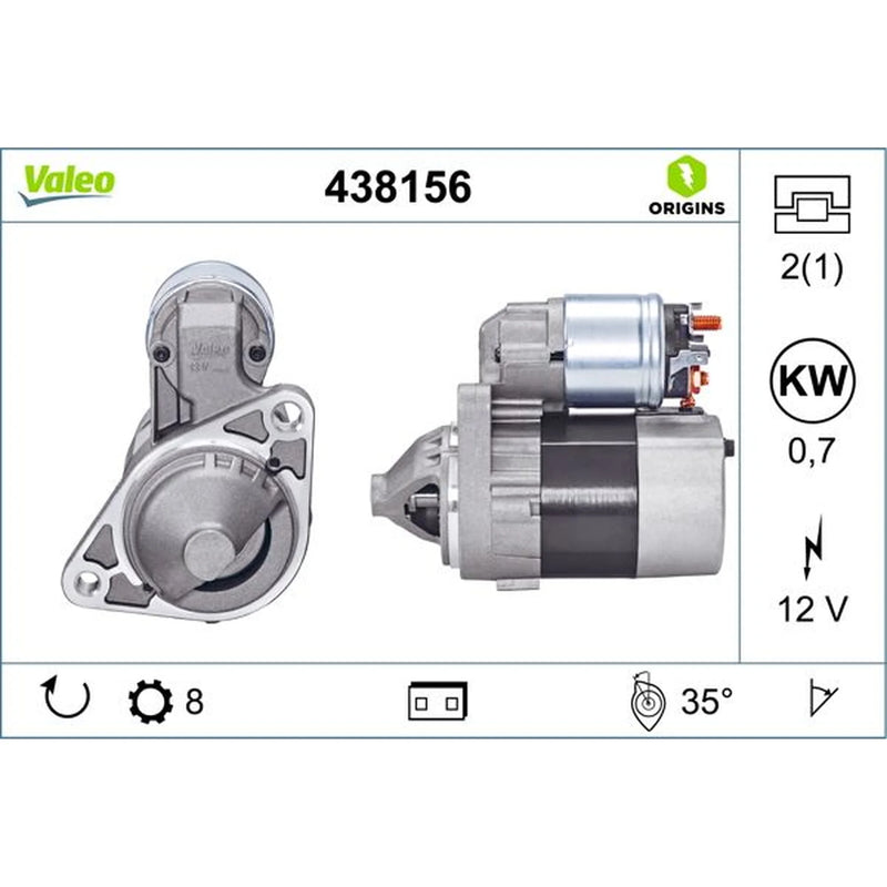 Valeo Starter Motor 12V 0.7kW 8 Teeth 438156