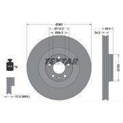Textar 2 x Internally Vented Brake Discs 92122203
