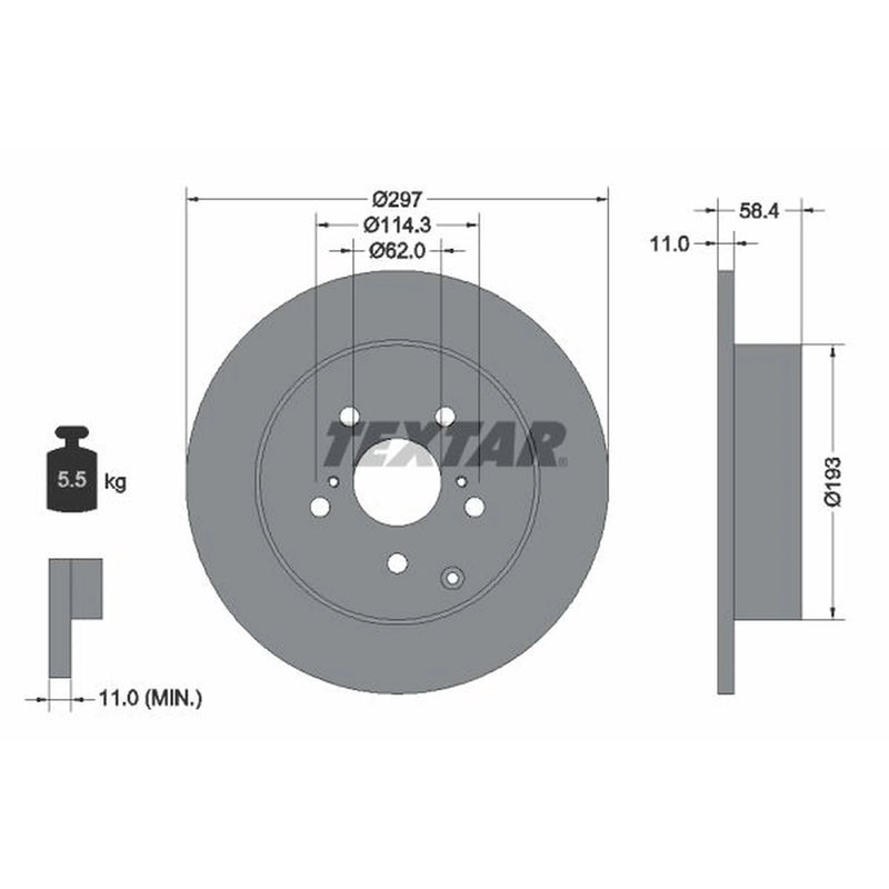 Textar 2 x Solid Rear Brake Discs 92222500
