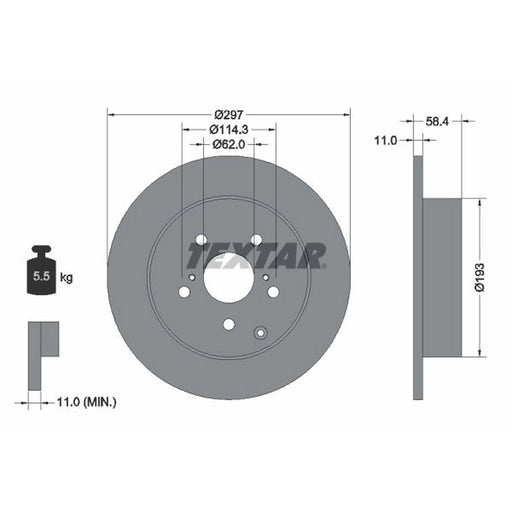 Textar 2 x Solid Rear Brake Discs 92222500