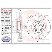 Brembo 2 x Slotted Front Brake Discs 09.C549.31